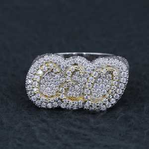 Custom Letter Moissanite <b>Ring</b> Rhodium Plated 925 Sterling Silver Oval Drip Style <b>Name</b> <b>Ring</b> for Men Party Gift - Product Image 1