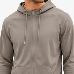 Men's Hooded Tracksuit Set Solid Color Full Zipper Sweatshirt And <b>Pants</b> Casual Autumn Wear Breathable Polyester Cotton Material - Product Image 3