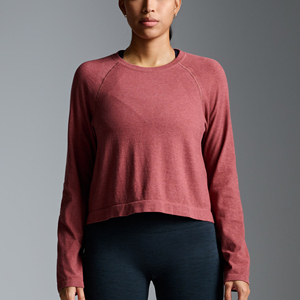 T-shirt Femme Manches Longues Col Rond Coton Extensible Décontracté Uni avec Écussons Coupe Slim de Haute Qualité - Product Image 5