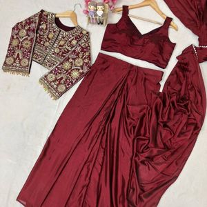 Stunning And Premium Designer Lehenga <b>Saree</b> <b>with</b> Embroidered <b>Jacket</b> Blouse And Lace Work Wholesale Rate By Royal Export - Product Image 5