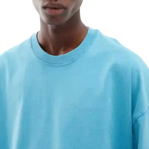 Camiseta personalizada para hombre, 100% algodón, estilo oversize con hombros caídos, cuello simulado extendido, camiseta de alta calidad para hombre - Product Image 3