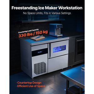 Commercial Kitchen Equipment Stainless Steel 132 Lbs/24H <b>Ice</b> <b>Maker</b> Machine 30 Lbs Storage 70 Cubes/Cycle Self-Cleaning Features - Product Image 2