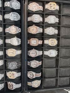 Montre de luxe sertie de diamants carrés, chiffres bleus, montre élégante - Product Image 6