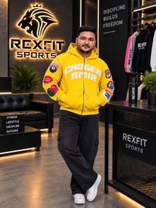 Custom Men Oversized Zip Up Hoodie Heavyweight <b>Fleece</b> Patchwork Rhinestone Streetwear <b>Hooded</b> <b>Jacket</b> With Embroidery Sleeve Patch - Product Image 3