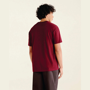 T-shirt pour homme en coton 100% à col rond et manches courtes, couleur bordeaux, coupe classique, jersey décontracté - Product Image 1