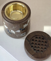 Brûleur à Bakhoor en bois d'acacia avec incrustation MOP, qualité supérieure, élégant, religieux, pour le Ramadan, l'Aïd, cadeau festif, respectueux de l'environnement