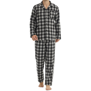 Pyjama en flanelle à carreaux rouge et noir pour hommes, en coton brossé chaud, à manches longues, durable, confortable, vêtements de nuit d'hiver pour hommes - Product Image 5