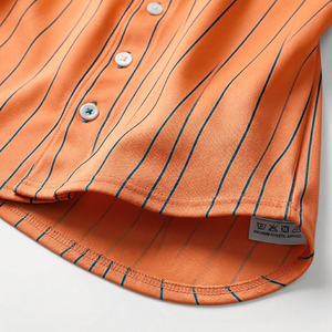 Maillot de baseball personnalisé imprimé, sublimé, à rayures fines, boutonné, à manches courtes, uniforme d'équipe, vente en gros, chemise athlétique, OEM personnalisé - Product Image 2