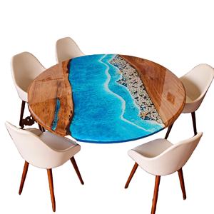 Ocean <b>Epoxy</b> <b>Resin</b> River Dining <b>Table</b> Customize Design Handmade Round <b>Table</b> <b>Top</b> Living Room Decorative Wholesale Price - Product Image 1