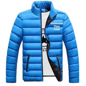 Veste matelassée slim pour homme, couleur unie, col montant, fermeture éclair, coupe-vent, hiver, décontractée, 100% polyester - Product Image 3