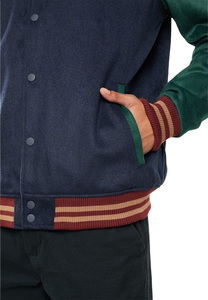 2025 Winter Hooded 100% Wool Waterproof Breathable Color <b>Block</b> Custom Logo Streetwear Varsity Jacket with Canvas Fabric - Product Image 5
