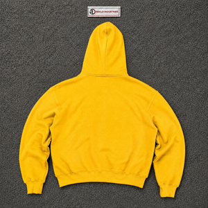 Premium <b>Yellow</b> Oversized Zip Up <b>Hoodie</b> Unisex Blank Streetwear Hooded Sweatshirt Full Zipper Loose Fit Custom Logo Wholesale Fit - Product Image 6