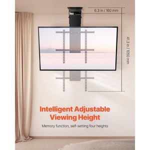 Supporto TV da Soffitto Motorizzato Elettrico Regolabile per TV da 32-70 Pollici, Supporto TV da Parete Ribaltabile con Carrello per Installazione TV - Product Image 2