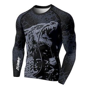 OEM ODM Mens Rash Guard Men Sublimation <b>Printed</b> Spandex Bjj Rash Guard Gym <b>Surfing</b> Diving Rashguard Compression Shirts MMA Shirt - Product Image 1