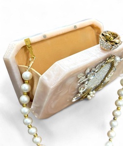 Eventide Elegance Stylish Resin Clutch for Weddings Parties Lady's Purse with Glamorous Pearl Handle for Evening Dress-Up - Product Image 4