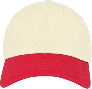 Casquette de baseball 6 panneaux rouge crème contrastée, respirante, imperméable, 100 % coton, tissu maille, ajustable, pour homme, style sportif - Product Image 5