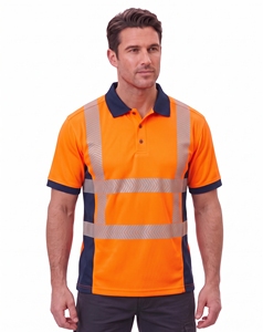 custom mens high visibility polo shirts two tone <b>neon</b> yellow grey chest pocket reflective stripe safety workwear work polo <b>top</b> - Product Image 6