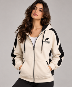 Sudadera con capucha y cremallera personalizada para mujer, de forro polar oversize, con bloques de color, sudadera con capucha y cremallera completa, estilo streetwear, chaqueta con capucha para mujer - Product Image 4
