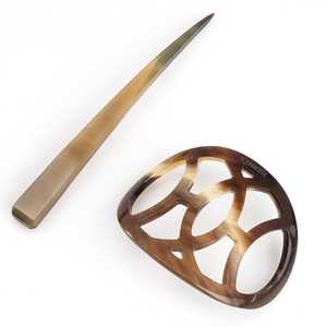 Pinza para el pelo artesanal ecológica de cuerno de búfalo, tallada irregularmente, imitación antigua, accesorio artesanal natural con temática de ángel para - Product Image 3