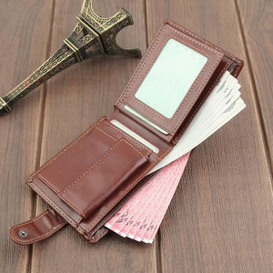 New Fashion <b>Men</b>’s Genuine <b>Leather</b> Short Pocket <b>Wallet</b> Open Closure Multifunctional Large Capacity Business Purse Coin Pocket - Product Image 4