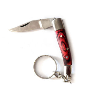 มีดพับเหล็กดามัสกัสอเนกประสงค์ พวงกุญแจด้ามเขาสัตว์ พร้อมงานแฮนด์เมด พวงกุญแจมีด - Product Image 4