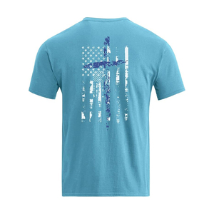 Men's White T-<b>Shirt</b> With American Flag Print Short Sleeve O-Neck Casual Regular Fit 100% Cotton Jersey Knitted - Product Image 5