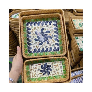 ถาดและตะกร้าหวายทนทาน เป็นมิตรกับสิ่งแวดล้อม งานฝีมือทอมือ เฟอร์นิเจอร์ตกแต่งบ้าน - Product Image 1