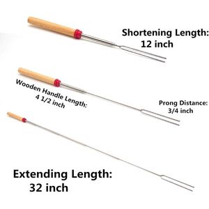 Set di 12 Spiedini per Marshmallow con Manico in Legno, Forchette Telescopiche da 32 Pollici, Borsa Portatile per Hot Dog, Campeggio, S'mores, Utensili per Barbecue - Product Image 1