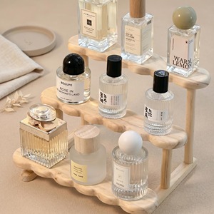 <b>Wooden</b> Tiered Display Stand For Makeup Storage Minimalist Design Stackable <b>Table</b> <b>Top</b> Organizer Natural Finished From India - Product Image 5
