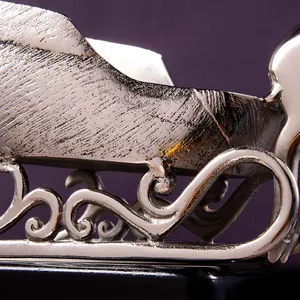 Metal Reindeer Sleigh Wine Coasters Vintage Design 41cm Length Party Beverage Cooler Durable Decorative Holder Floral Pattern 5L - Product Image 6