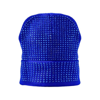 Bonnet en tricot bleu avec décoration en strass, style décontracté unisexe pour l'hiver