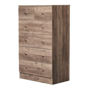 Commode en panneaux de particules 66*40*111cm avec 4+2 tiroirs, finition mélamine texturée, poignées gris mat et or - Product Image 2