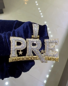 Moissanite <b>Custom</b> <b>Name</b> Pendant Iced Out Letter <b>Necklace</b> Hip Hop Luxury Statement Jewelry For Men - Product Image 3