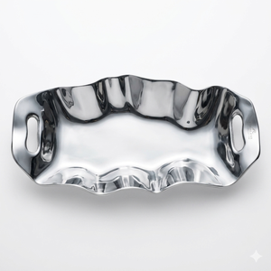 Ensemble de plateaux de service élégants en aluminium en forme de feuille, plateaux à fruits décoratifs en métal argenté pour la décoration de table de luxe à la maison ou à l'hôtel - Product Image 2