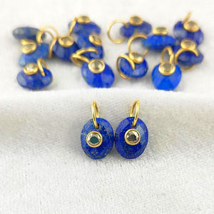 Abalorios de Labradorita Ovalados de 10x8mm con Doble Piedra, Chapados en Oro sobre Plata 925, con Anillo de Salto, Abalorios de Labradorita para Joyería Curativa - Product Image 2