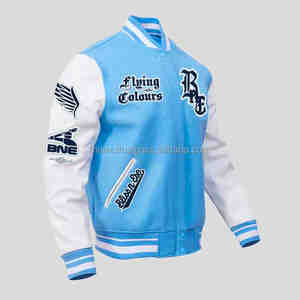 Chaqueta Universitaria de Lana de Alta Calidad para Hombre, Chaqueta Deportiva Personalizada de Invierno con Cuello Alto, Mangas de Cuero, Resistente al Viento - Product Image 2