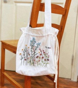 Bolsa de Mano de Lona de Algodón Bordada Personalizada, Bolsa de Compras Reversible con Estampado Floral, Bolsa de Regalo con Cordón para Uso en Compras - Product Image 2