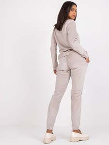 Ensemble de survêtement gris en coton pour femme, col rond, manches longues, couleur unie, jogging décontracté avec poches latérales, taille élastique, tenue d'automne - Product Image 2