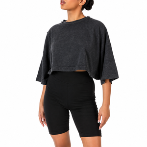 Camiseta Corta Informal para Mujer, Estilo Moderno, Ropa de Uso Diario, Camiseta Corta de Algodón Suave, Ropa Premium para Mujer, Camisetas Cortas - Product Image 3