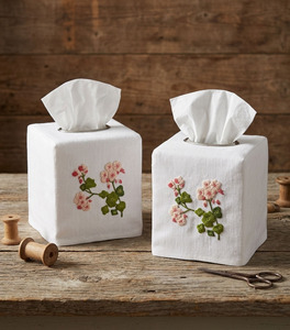 Caja de pañuelos de flores bordadas, cubierta cuadrada de alta calidad, de algodón 100% Decoración de mesa, venta al por mayor - Product Image 3