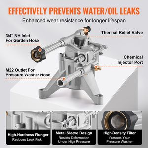 Pompa di ricambio per idropulitrice ad alta pressione da 7/8 pollici con albero verticale, 3100 PSI, 2.5 GPM, con 5 ugelli compatibili - Product Image 5