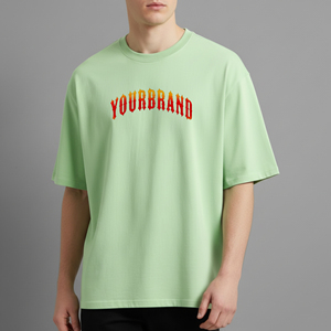 T-shirt Hip Hop Homme Oversize Personnalisé OEM/ODM, Épaules Tombantes, Coton Lourd 100%, Couleur Unie - Product Image 1