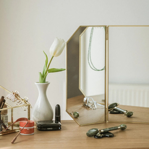 Wholesale Price Tabletop Decoration <b>Makeup</b> <b>Mirror</b> Clear Frame Gold Finished Custom Size Best Quality Metal Decorative Home - Product Image 3