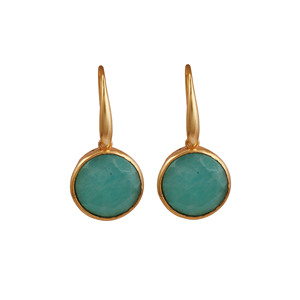 Pendientes Colgantes de Amazonita con Bisel de Latón Chapado en Oro, Diseño Geométrico y Moderno, Joyería de Boda para Mujer - Product Image 2