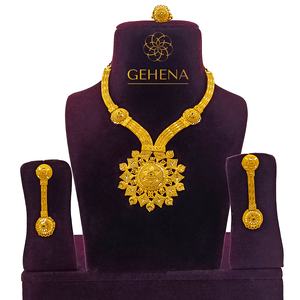 5gm-Conjunto de pendientes y anillo de dedo chapado en oro de 24K para mujer, collar elegante de diseño, regalo personalizado, asequible - Product Image 1