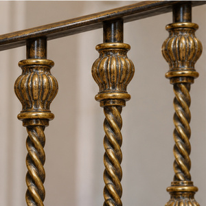 Rampe en bronze torsadée en spirale avec balustres torsadés pour escaliers et balcons, main courante et balustrade métalliques - Product Image 3