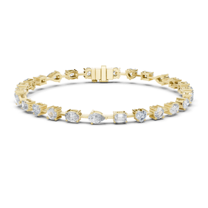 Fancy Shape Lab Grown Diamond Tennis <b>Bracelet</b> 10K 14K <b>Solid</b> Gold Mixed Cut Diamond DEF VVS Women's Luxury <b>Bracelet</b> Everyday Wear - Product Image 4