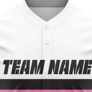 Maillot de baseball personnalisé pour hommes, blanc et rose à rayures, respirant, uniforme d'équipe de softball, chemise de sport athlétique pour les matchs - Product Image 5