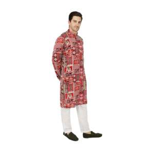 Teal Blue Designer Kurta Set for <b>Men</b> Embroidered Crape Patchwork <b>Groom</b> Wear TMEN14-03-<b>S</b> - Product Image 4