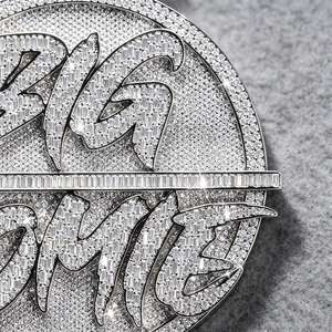 Colgante Personalizado con Nombre en Disco VVS Moissanite, Estilo Hip Hop, Chapado en Rodio, Plata de Ley 925, Joyería Fina, Colgantes y Dijes - Product Image 3